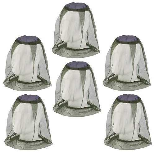 Parliky Filet Moustiquaire pour Tête Vert en Tissu, 6 Pièces, Chapeau Anti-piqûres Compact pour Pêche et Jardinage en Extérieur