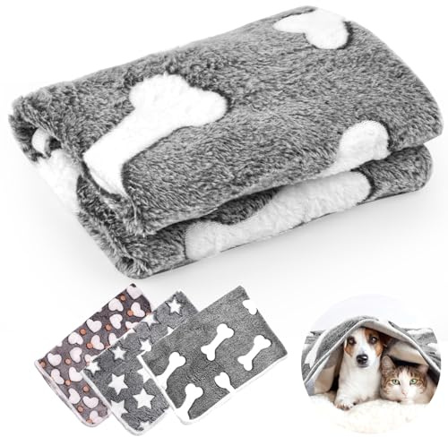 Neerow 3 Stück Hundedecke, 76 x 52 cm Katzendecke Sofa | Weich Fleece Haustier Decke Flauschig, Kuscheldecke Hunde Waschbar für Hunde, Katzen, Sofas, Autos, Betten, Transportbox