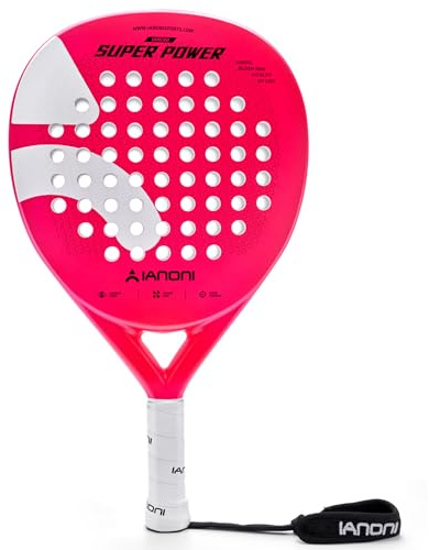 ianoni Padelschläger aus Kohlefaser + 3D-Oberfläche mit EVA-Memory-Flex-Schaum-Kern, Super Power-Pink