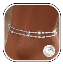 JUANKIKI Silber Fußkettchen für Damen Fussketten für frauen Silber 925 Verstellbare Wasserdicht Fußkettchen Strand Fußkettchen für Damen