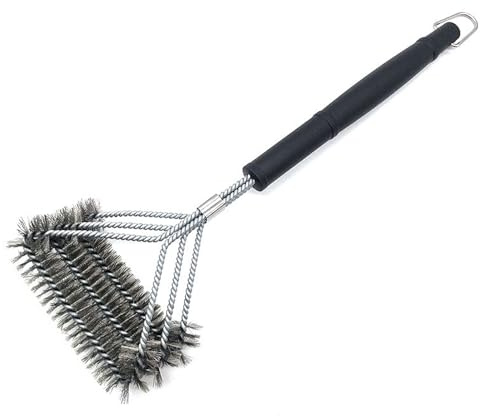 LHLXZQ Cepillo de Barbacoa, Cepillo de Limpieza para Parrilla con Cerdas de 3 Lados de Alambre de Acero Inoxidable, 360° Limpiar, Herramientas de BBQ para Parrilla de Gas/Carbón/Eléctrica#2