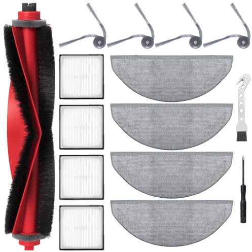 Fixbetter Accessories set for Roborock Q10 X5/Q10 X5+ robot vacuum cleaner, spare parts contain 1 main brush, 4 hepa filters, 4 Mop Pads, 4 side brushes, 1 screwdriver, 1 brush