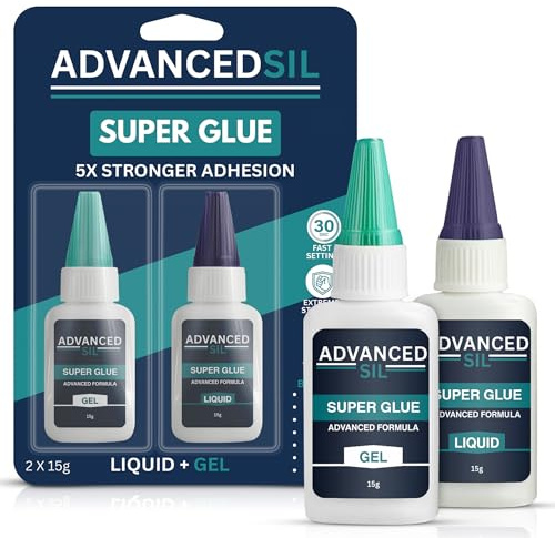 Super Glue Combo Pack – Liquid + Gel Super Glue with Drop Tip Applicator | Fast-Drying, Extra Strong, Clear Bond for Wood, Plastic, Metal, Ceramic & More