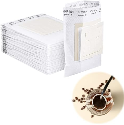 DiBaiHuiHomer 50 Pièces Filtres à Café Jetables avec Oreilles Suspendues,Sacs Filtrants à Café en Tissu Non Tissé,Pour la plupart des tasses, des voyages, du camping, à la maison, du bureau.