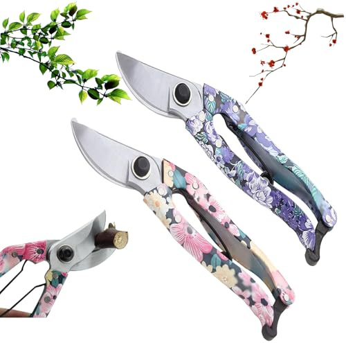 Ciseaux coupe-arbre 2 pièces, sécateur à cliquet, coupe-branches pour arbres de jardin, coupe-branches de 8 pouces pour jardin fruitier et aménagement paysager, fleurs, branches