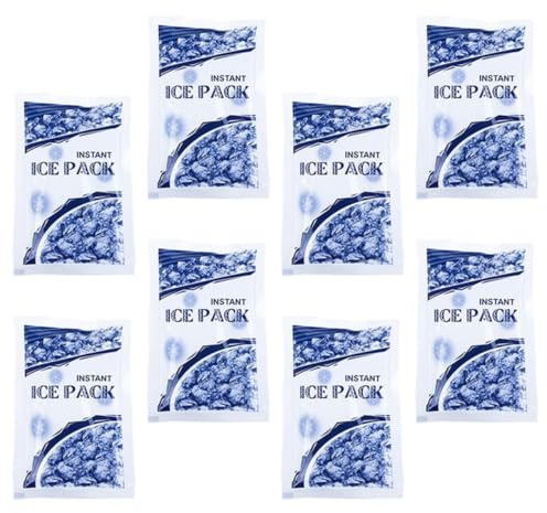 COLLBATH 8 Stück Einweg Eisbeutel Kleine Kühlpacks für Schnelle Schmerz und Verletzungslinderung Kompakt Flexibel Einsetzbar mit Sofortkühlfunktion für Outdoor und Erste Hilfe