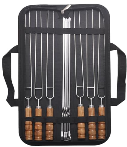 Hohopeti Brochetas Planas de Acero Inoxidable 10 Piezas para Barbacoa Utensilios para Asar Pinchos Morunos en Exteriores