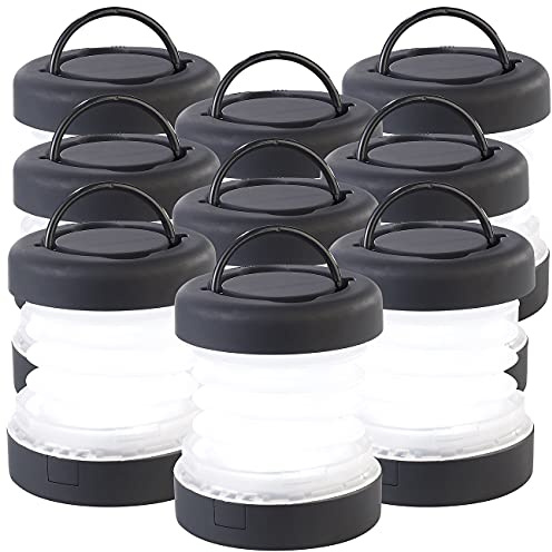 PEARL Lampe batteriebetrieben: 9er-Set Faltbare Mini-Campingleuchten, Batteriebetrieb, 20 Lumen 0,5 W (Faltbare Camping-Laterne, LED-Lampen batteriebetrieben, Zelt)