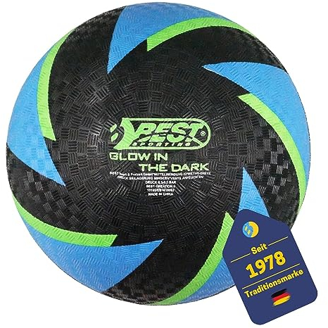 BEST SPORTING Barfuß Fußball Glow in The Dark I Leichter Ball Größe 5 I schwarz-Blauer Sportball I leuchtender Kickball I Kinder Spielball aus PVC I Strandball für Drinnen & Draußen