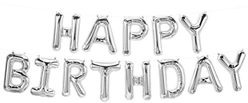 ballonfritz® Luftballon HAPPY BIRTHDAY -Schriftzug in SILBER - XXL Folienballon als Geburtstags Deko, Begrüßung, Party Geschenk oder Fotorequisite