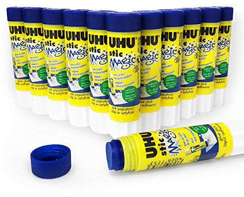 Bâton de colle UHU Stic Magic – lot de 12 – 8,2 g – sans solvant – 3000688