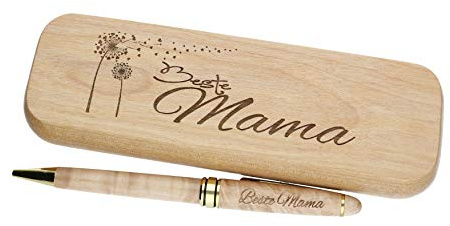 FORYOU24 Kugelschreiber mit Gravur Beste Mama in Geschenk-Schachtel aus Holz die Geschenkidee Stift graviert