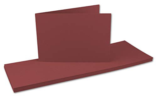 50x Falt-Karten DIN A6 Langdoppel-Karten - Dunkel-Rot -10,5 x 14,8 cm - blanko quer-doppelte Faltkarten - FarbenFroh by Gustav Neuser®