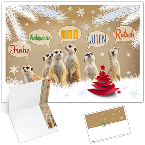 25er XL-Set ERDMÄNNCHEN Weihnachtskarten zum Aufklappen - edle Klappkarten ideal privat & geschäftlich - Frohe Weihnachten Karten von BREITENWERK