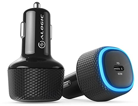 ALOGIC Caricabatteria da auto Rapid USB-C - Alimentatore da 60 W per laptop, tablet e telefoni