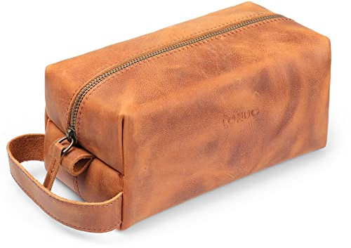 Londo Borsa da Viaggio in Vera Pelle, Borsa per il trucco cosmetico, marsupio per toilette, bagno -Unisex