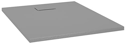 vidaXL Shower Base Tray, Bathroom Tray with Slate Stone Surface Design, Modern Low-Profile Skid Proof Shower Receptor, SMC Gray 39.4x31.5