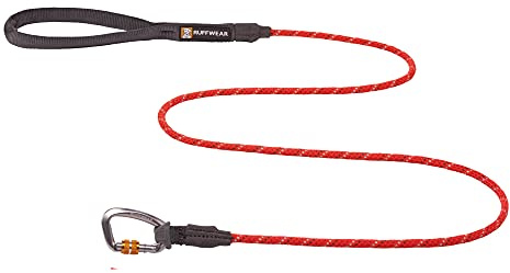 RUFFWEAR Knot-a-Leash, reflektierende Hundeleine aus Seil mit Karabinerhaken, Länge: 1,5 m, Stärke: 7 mm, Red Sumac