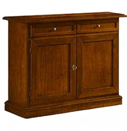 mobili2g MOBILI 2G - CREDENZA con 2 Porte E 2 CASSETTI, Noce Scuro
