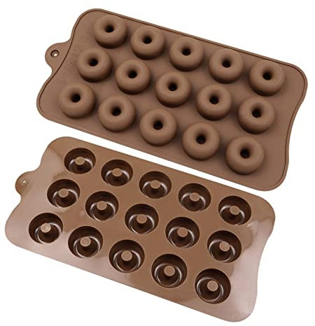 XAMIO Moldes De Silicona Para Donuts De 15 Cavidades, Molde Antiadherente Para Hornear Donut,para Tortas Galletas Bagels, Se Puede Utilizar En Frigoríficos, Microondas Y Hornos (2pcs)
