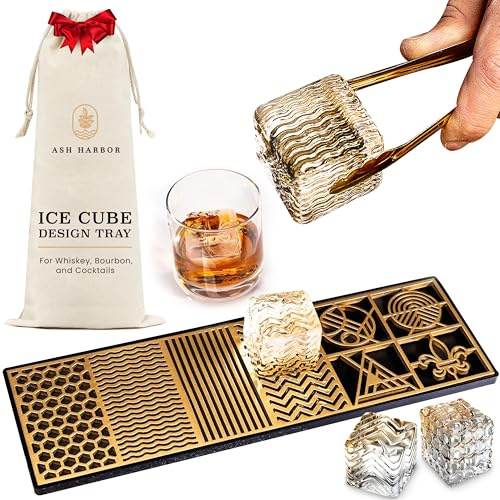 Ash Harbor Klar iskubsbricka – moderna isformar för bourbon och cocktails på 5 sekunder – whiskyformstämpel, servitörstillbehör – cocktails
