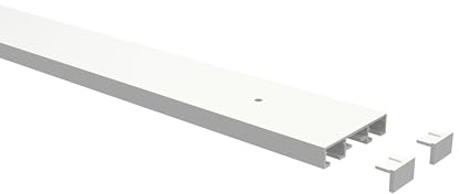 INTERDECO Gardinenschiene, Vorhangschiene und Deckenschiene 2-läufig aus Aluminium, flache Objektschiene, Weiß, vorgebohrt, zur einfachen Deckenmontage, Typ 15201200, 220 cm