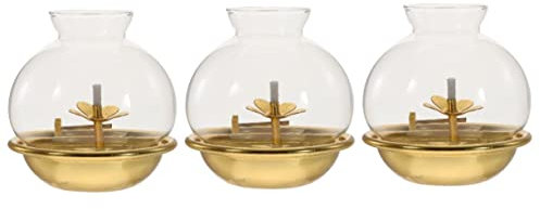 jojofuny 3 Stücke Mit Verehrung Tisch Öl Buddhismus Lampe Kerosin Glas Schirm Vintage Altar Zentrum Dekoration