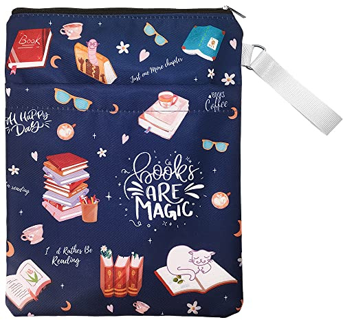 Buchhülle für Taschenbuch, Buchumschlag mit Reißverschluss und Vordertasche, 27,9 x 21,6 cm, Geschenk für Buchliebhaber, wasserdichter Stoff