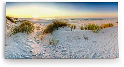 Paul Sinus Wandbild 120x60cm Ostsee Strand Sand Meer Sonnenuntergang Horizont