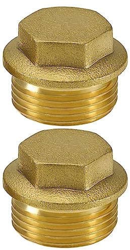 eMagTech 2 Stück 1,9 cm BSP Außengewinde Blindstopfen Rohr Endkappe 1,9 cm Messing Außengewinde Blindkappe Zubehör für Rohranschluss Badezimmer Küche Gold