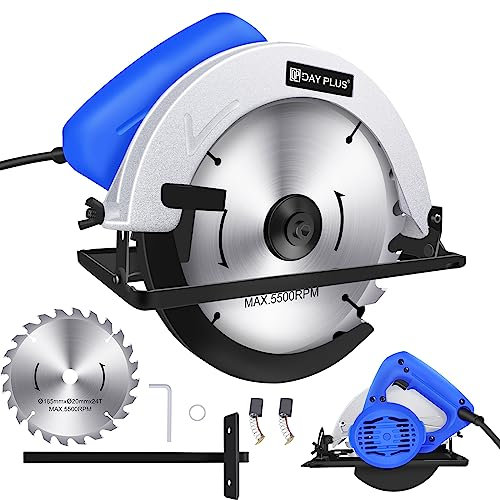 Electric Circular Saw 900W 5500RPM Compact Corded Circular Saw, Electric Saw for Wood with 185mm 24T Blade, 0-45° Adjustable Cutting Angle, Max Cutting Depth 55mm, Power Saw for Wood and PVC Pipe Cuts