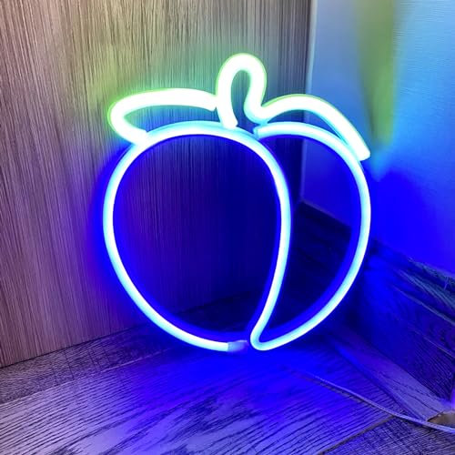 HFHungkeong LED Neon Pfirsich Schild handgefertigt für Wand Raum Party Zuhause Bar Kunst Schlafzimmer Tisch Hochzeit Party Tischdekoration Muttertagsgeschenk , 3AA Batterie oder USB betrieben