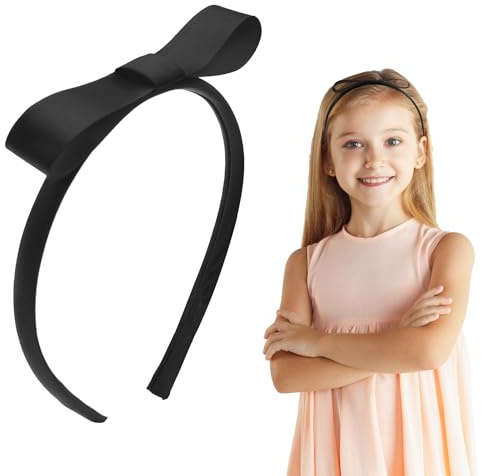 ALLY-MAGIC Cerchietti per capelli per ragazze, fascia per capelli con fiocco nero, fascia per capelli vintage con nodo, per donne e ragazze, accessori per capelli per bambini Y9XHDJFG (nero)