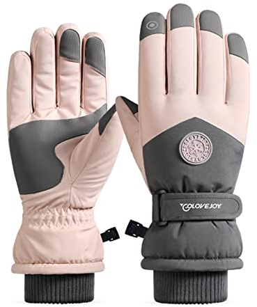 DUHGBNE Winter Skihandschuhe Warme Handschuhe Warme süße bedruckte Fahrradhandschuhe Weiche winddichte Handschuhe Latexhandschuhe Massage (Pink, One Size)