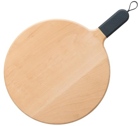 ZiiPa • Pizzabrett aus Buche • Sora • Servier- und Schneidezubehör • Farbiger Griff • Durchmesser von 31 cm (Schiefer)