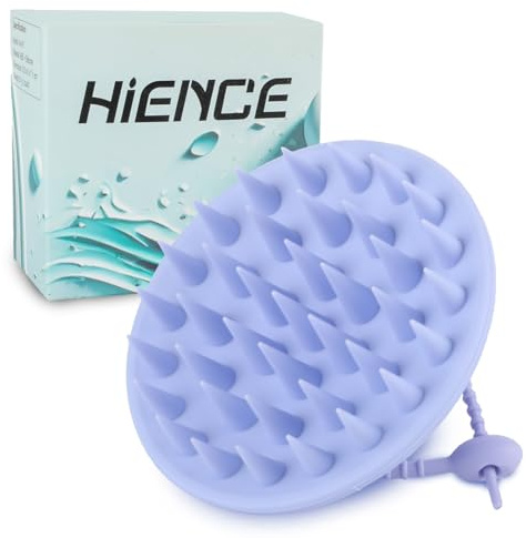 Hience Silicone Scalp Massager Shampoo Brush for Hair Growth, Scalp Brush/Exfoliator for Reduce Dandruff and Head Massager, Shower Scalp Scrubber for Straight Curly Long Hair, Wet and Dry, Lavender