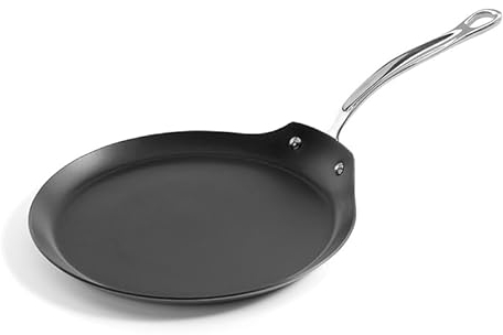 Samuel Groves - Classic Non Stick Stainless Steel Tri-Ply Crepe Frying Pan - Rapid Heat Distribution - Suitable for All Hobs, Including Induction Made in England