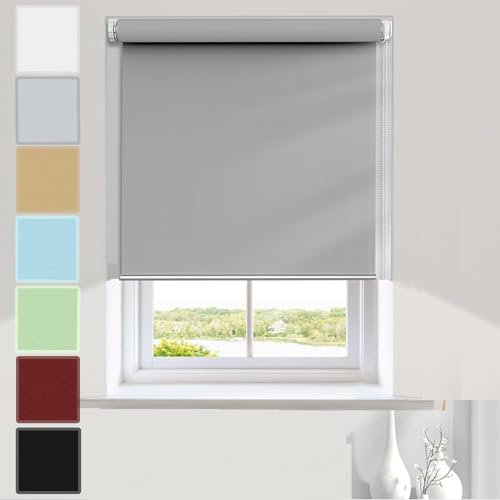 Verdunkelungsrollo 60x150cm UV Schutz Thermo Eigenschaften Perlenkette Hellgrau Ideal für Innen und Außen Fenster Gerade Kante