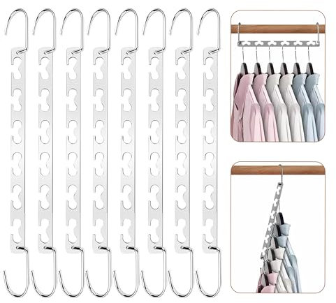 SJDOFU Platzsparende Kleiderbügel, 8 Stück Rutschfeste Schrank Organizer, 37 cm Metall Magic Magische Bügel für Hosen, Jeans, Anzug und Kleider
