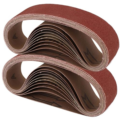 Mornajina 20 pezzi 3 x 33 cm di ricambio per affilatura, kit di 4 nastri abrasivi per levigatrice a nastro, affilatura coltelli, legno e metallo, grana 120/320/600/800/1000