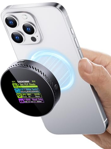 DOCKCASE Case SSD NVMe M.2 Magnetico, 10Gbps USB 3.2, Porta di Alimentazione Ausiliaria 15W, Protezione da Perdita di Alimentazione in 3s, Compatibile con NVMe 2230/2242, iPhone 16/15 Pro Max ProRes