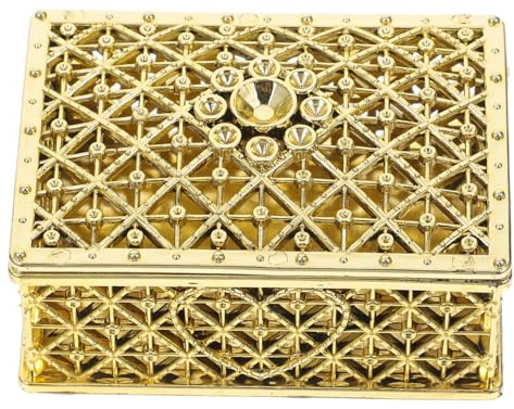 BESTYASH Schmuckkästchen Goldene Schatztruhe Klein Rechteckige Elektroplattierte Schmuckbox Mit Deckel Für Ringe Ohrringe Ketten Vintage Stil Geschenkbox Für Party Und Haushalt