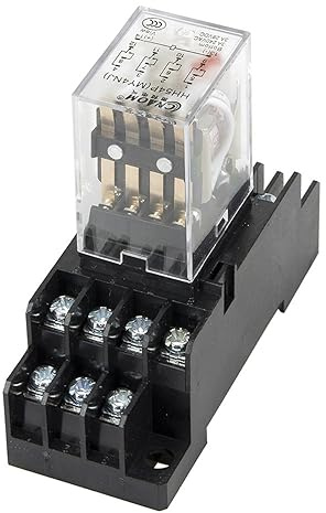 PRNDKYQZ Relé electromagnético con indicador LED HH54PL (Lote de 10 Unidades) con zócalo HH54P, Serie MY4, CA 220 V, 110 V, 24 V, CC 24 V, 12 V, HH54P-L MY4NJ.(220VAC)