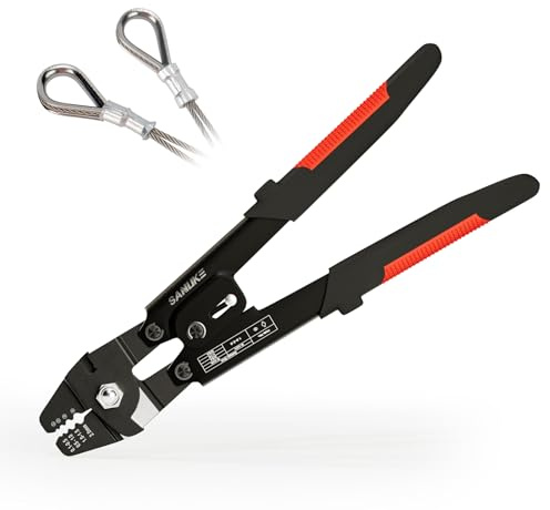 Sanuke Wire Rope Crimping Tool for Aluminum Crimping Loop Sleeves up to 2.0mm, Swager Tool for 3/64 1/16 5/64 inch Stainless Steel Cable Crimper
