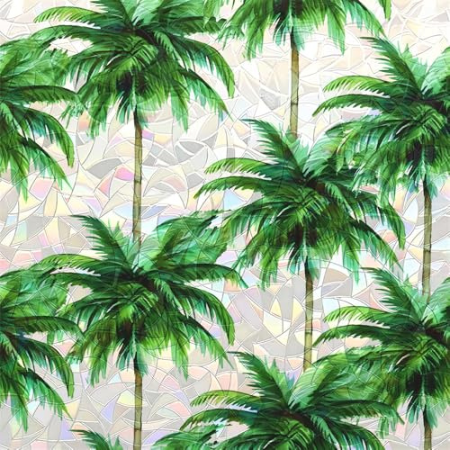 Fensterfolie Blickdicht 88X200CM Grüner Baum Fensterfolie Sichtschutz von Aussen,Sichtschutzfolie Fenster Anti-Uv,Selbstklebend Statische Folie, Dekofolie für Wohnzimmer Küche Büro
