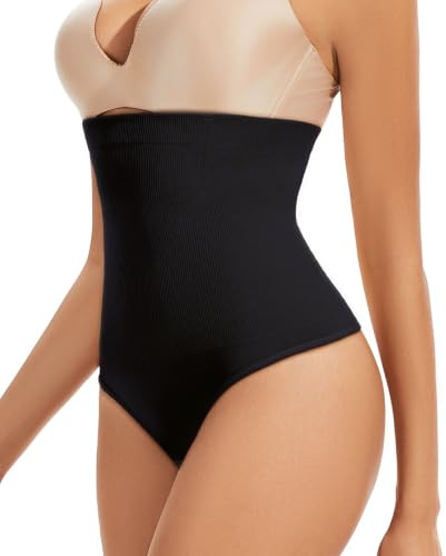 SURE YOU LIKE Thong Shapewear for Women High Waisted Tummy Control Panties | Seamless Slimming Body Shaper, No VPL Thong with Bones Support, Stretchy Waist Trainer, Butt Lifter Underwear, S-3XL