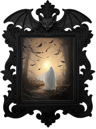 Cornice per foto di Halloween, cornice 3D gotica con pipistrello di Halloween, decorazione da parete vintage per soggiorno, camera da letto, scaffale, scrivania, libreria, scrivania