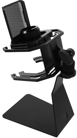 Abaodam Microphone Shock Mount Metal Stand Clip Mic Holder Pop Filter Wind Shield Sturdy Desktop Mount for Livestreaming and Studio Use Design
