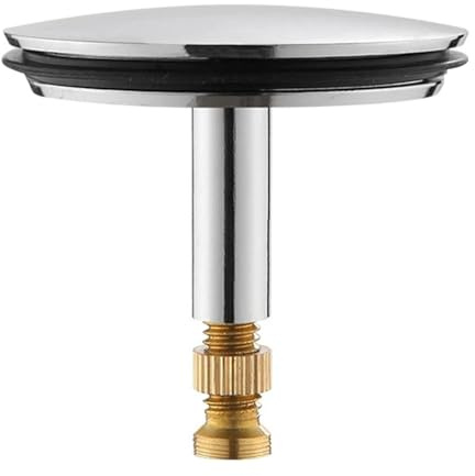 Adjustable Bath Plug 43mm Cover/ 8mm Pole Pop Up Bath Plug with Adjustment Screw Heavy Duty Brass Chrome Bathtub Plug for UK Standard Bathtub