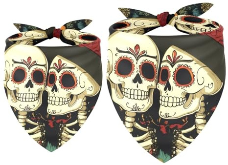 Hundehalstuch, Totenkopf-Design, für Paare, Mädchen, Jungen, Halstuch, Zubehör für kleine, mittelgroße und große Hunde, Welpen, Katzen, Haustiere, 2 Stück